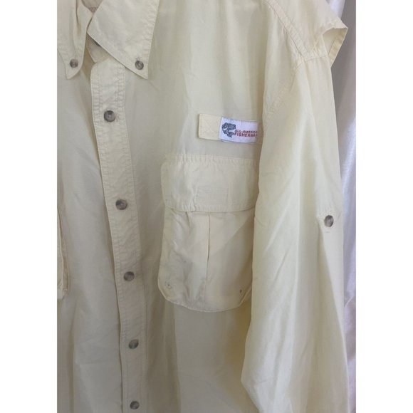 VTG All American Fisherman Shirt Mens Yellow Long Sleeve Vented‎ Fishing Outdoor - Picture 2 of 4